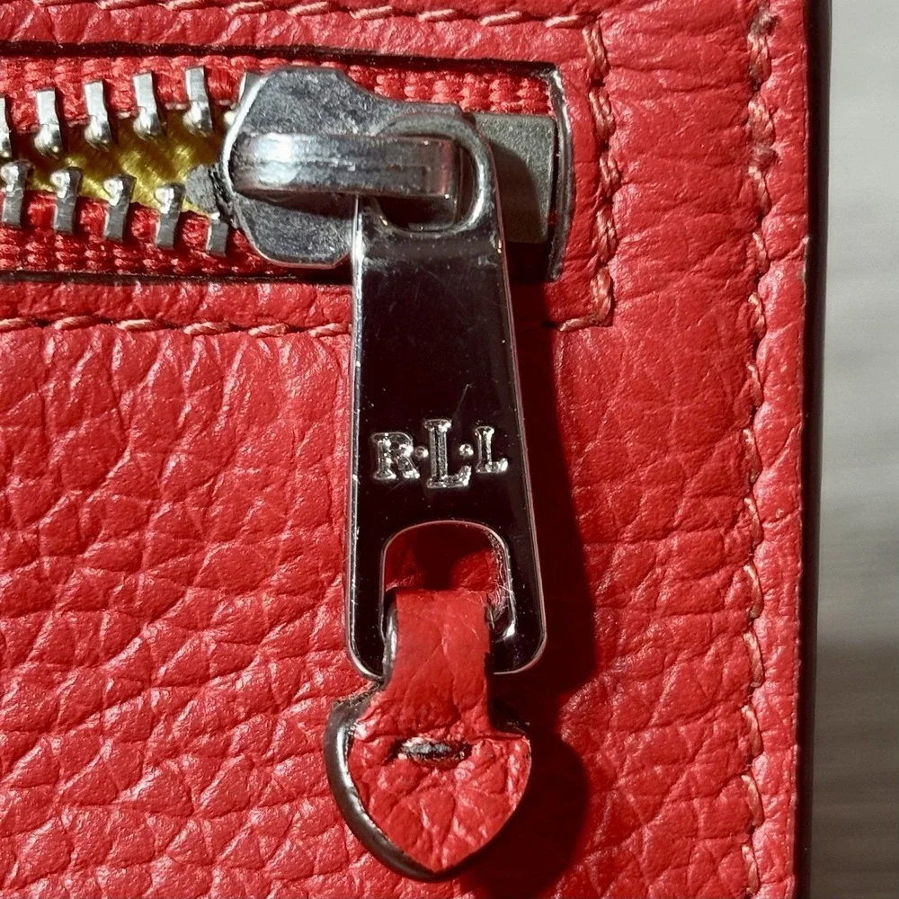 Lauren Ralph Lauren Leather Leighton Collection Wallet. Red/Yellow.